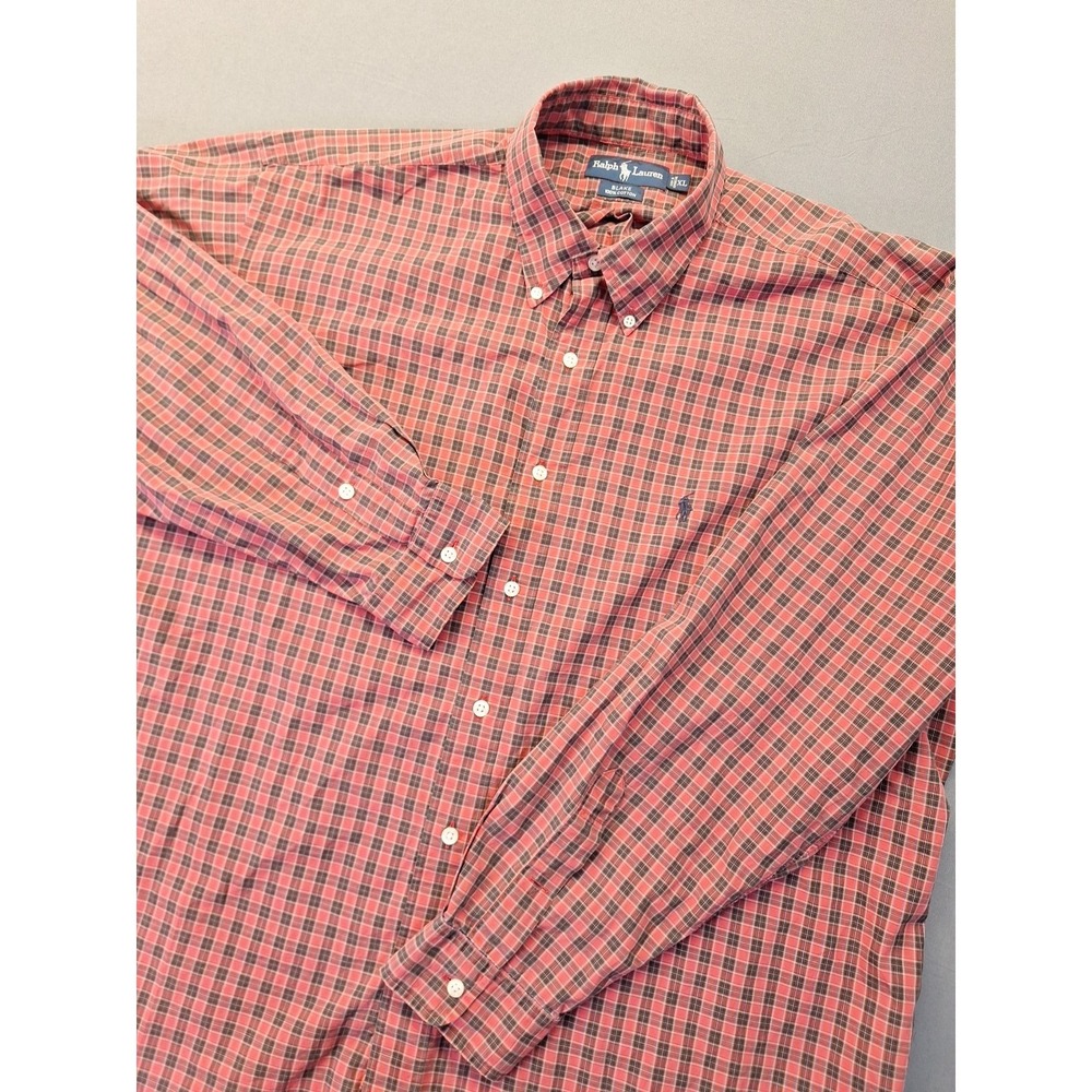 Vintage Polo Ralph Lauren Mens XL Red Plaid Button Down Pony Preppy Casual Club